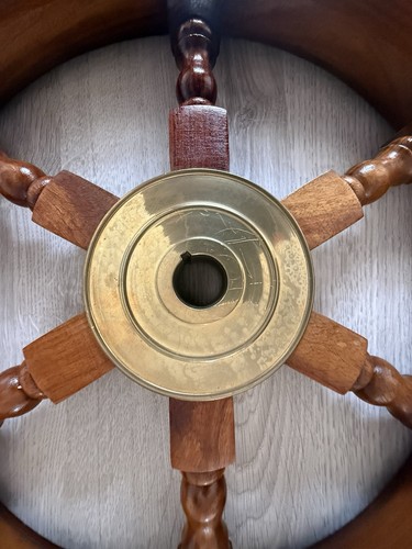 Nautical wooden brass ship - brass,