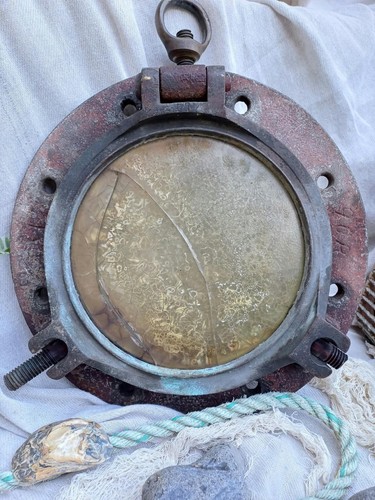 Antique brass ships porthole - brass,