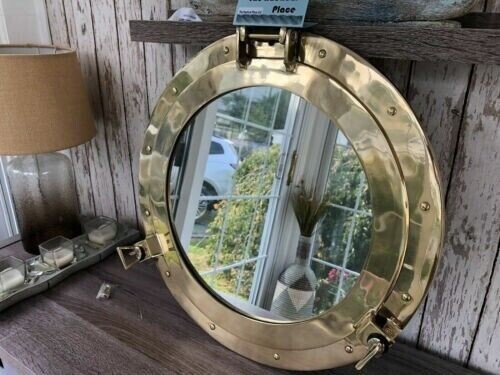 Inch brass porthole mirror - brass,