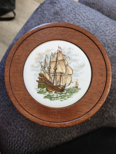 Vintage ceramic wood sailing - wood,