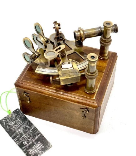 Nautical marine brass sextant - nautical,