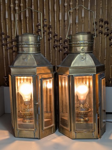 Pair vintage brass - pair, lamps