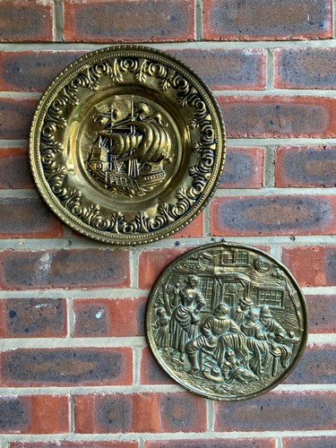 Vintage embossed brass wall - vintage,