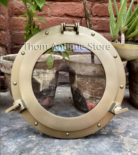 Antique brass finish port - brass, hole