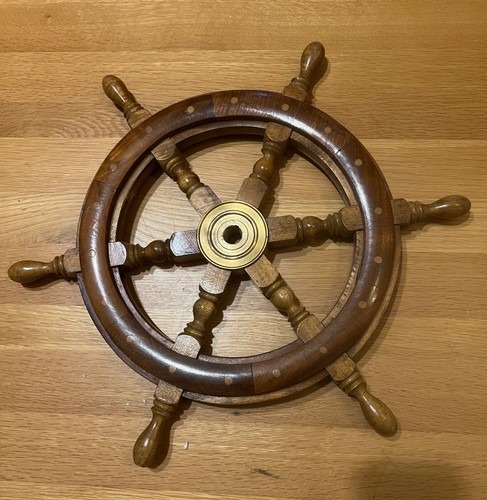 Vintage wooden ship wheel - ship’s,