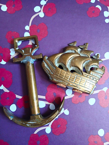Brass vintage nautical anchor - brass,