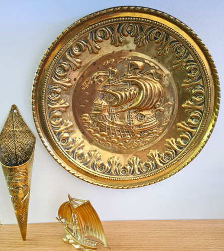 Vintage brass galleon - vintage,