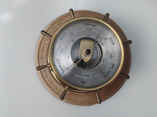 Brass barometer ship wheel - barometer,