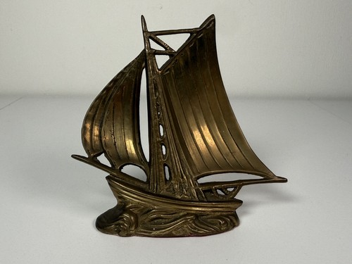 Vintage solid brass sailboat - brass,