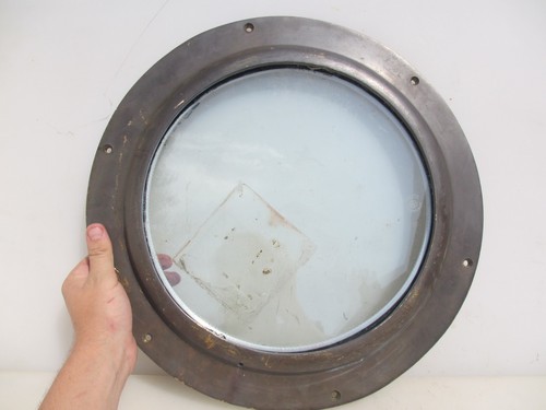 Antique brass porthole window - antique,